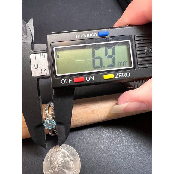 Blue topaz sterling silver ring size 9 - Picture 5 of 16